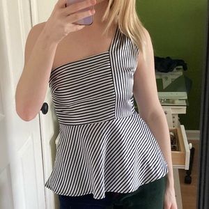 NWT Banana Republic Striped One Shoulder Peplum Top